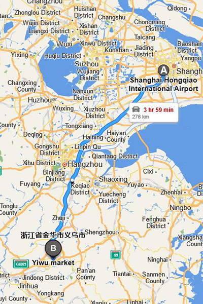 Shanghai Hongqiao International airport to Yiwu market