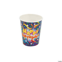 Bulk Purple Birthday Design Paper Cups