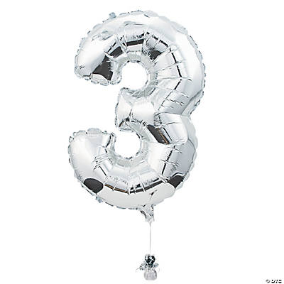 3 Shaped 34 Mylar Number Balloon