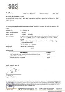 Children's Product Certificate example