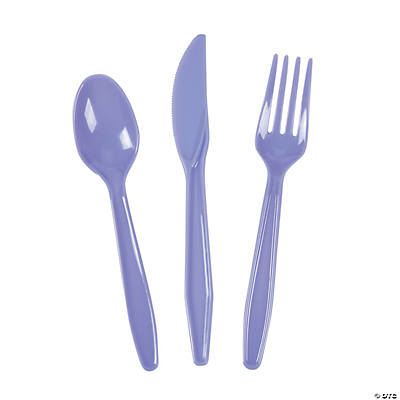 Bulk Lilac Plastic Cutlery Sets