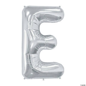 “E” Silver 34 Mylar Letter Balloon