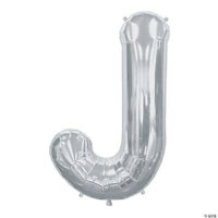 “J” Silver 34 Mylar Letter Balloon