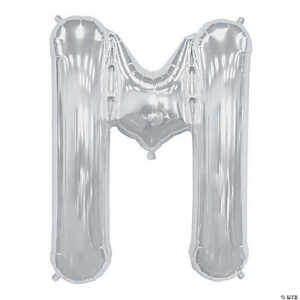 “M” Silver 34 Mylar Letter Balloon