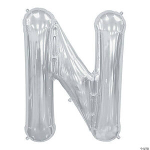 “N” Silver 34 Mylar Letter Balloon