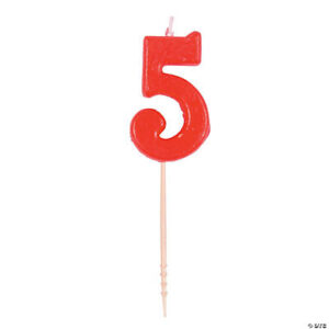 Red Number 5 Candle