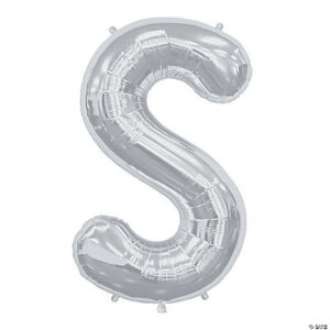 “S” Silver 34 Mylar Letter Balloon