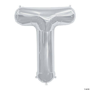 “T” Silver 34 Mylar Letter Balloon