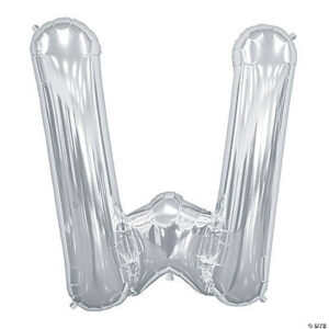 “W” Silver 34 Mylar Letter Balloon