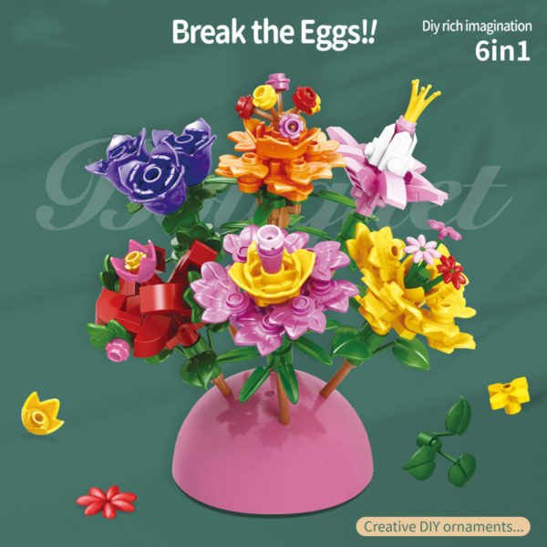 Mini Building Blocks, Building Toy Set For Kids, Mini Surprise Eggs With Toys-Flower