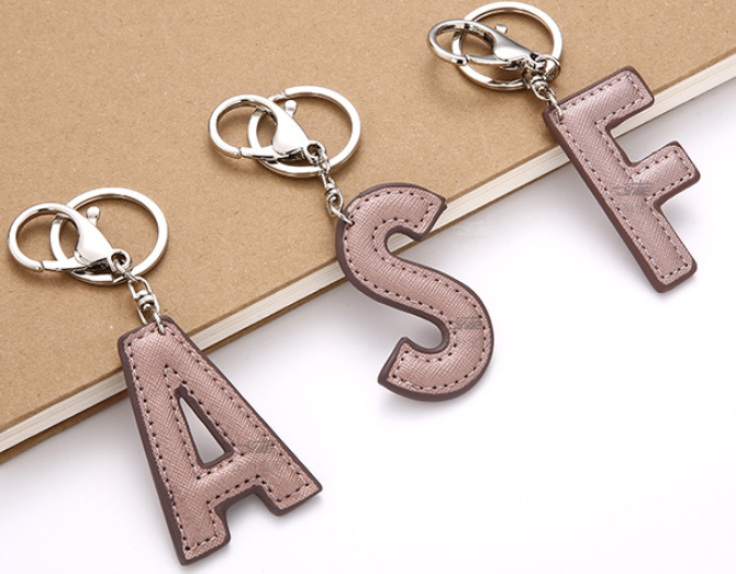 English Letter Leather Keychains