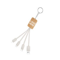 Customized bamboo keychain data cable multi-function mobile phone charging cable