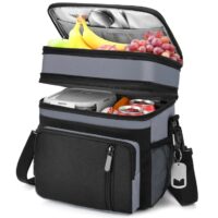 Custom Logo Lunch Bag Double Deck Expandable Nylon Cooler