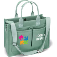 Customize Logo Fashion Tote Cotton Canvas Bag with Pockets