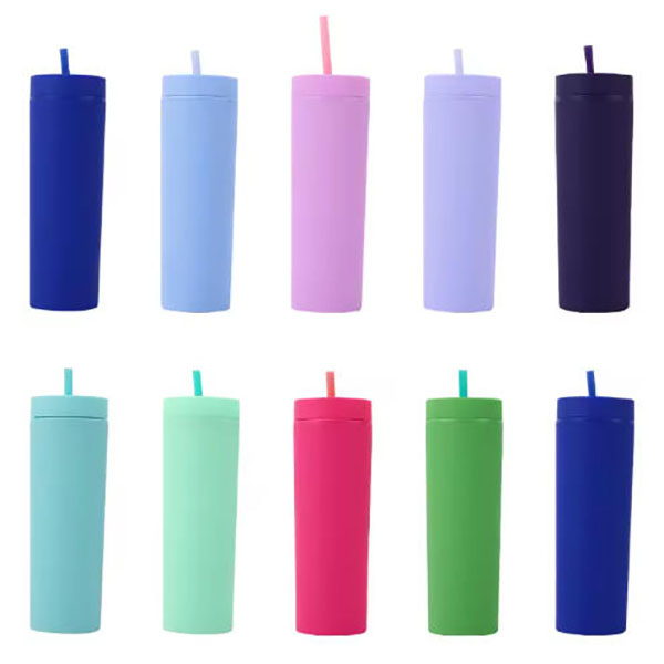 16oz Plastic Tumbler with Straw